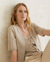 CARDIGAN A MANICHE CORTE BEIGE